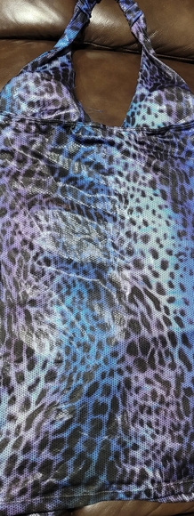 Classy Woman's  leopard print mini dress! (L)  black, blue and purple black - Picture 2 of 2